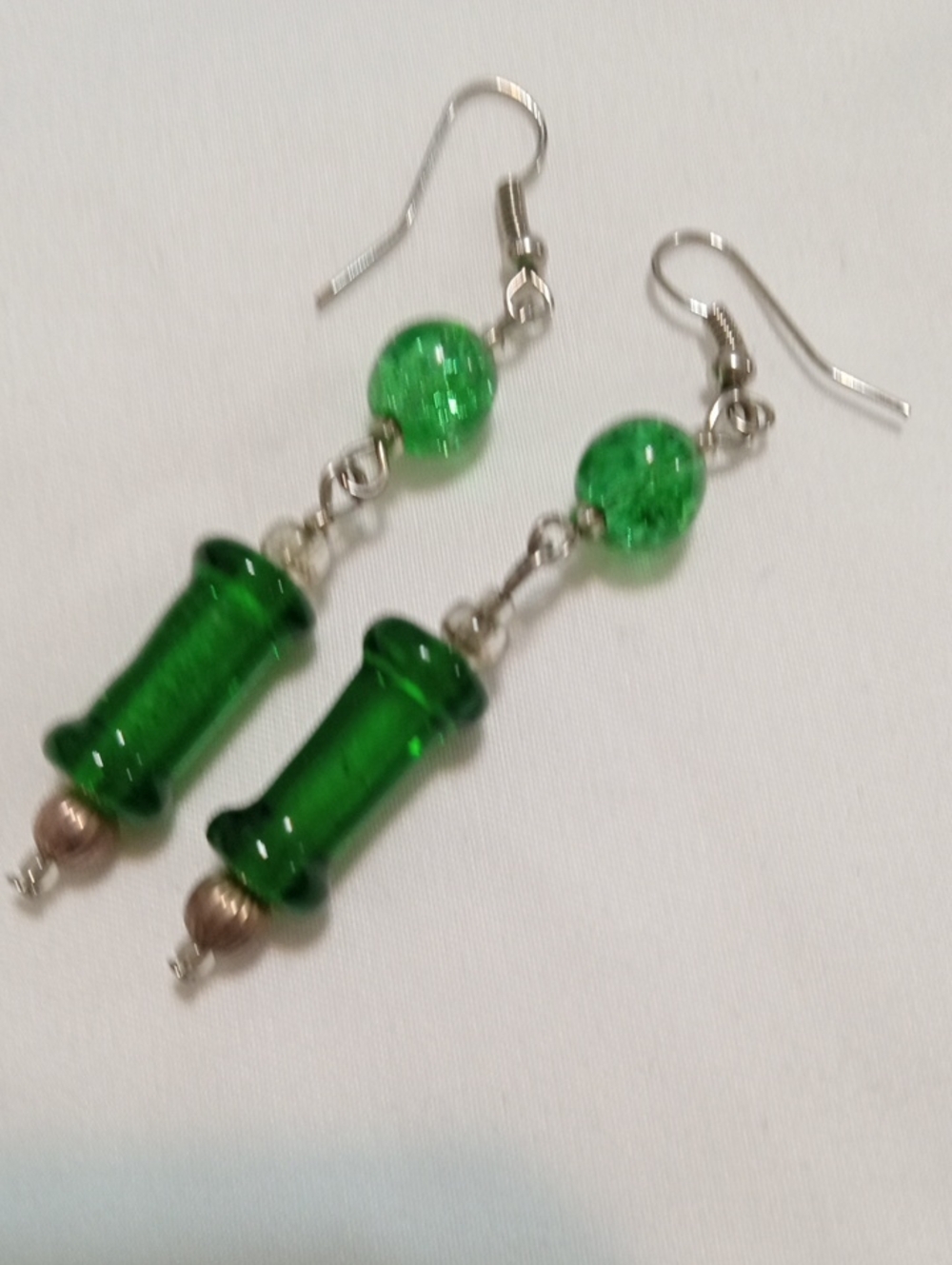 Green Glass Drop Earrings - Women Jewelry